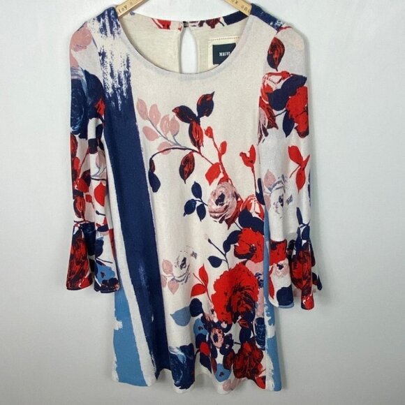 Anthropologie Maeve Floral Knit Bell Sleeve Bohemian Dress XS Anthousai Hippie - Picture 13 of 15